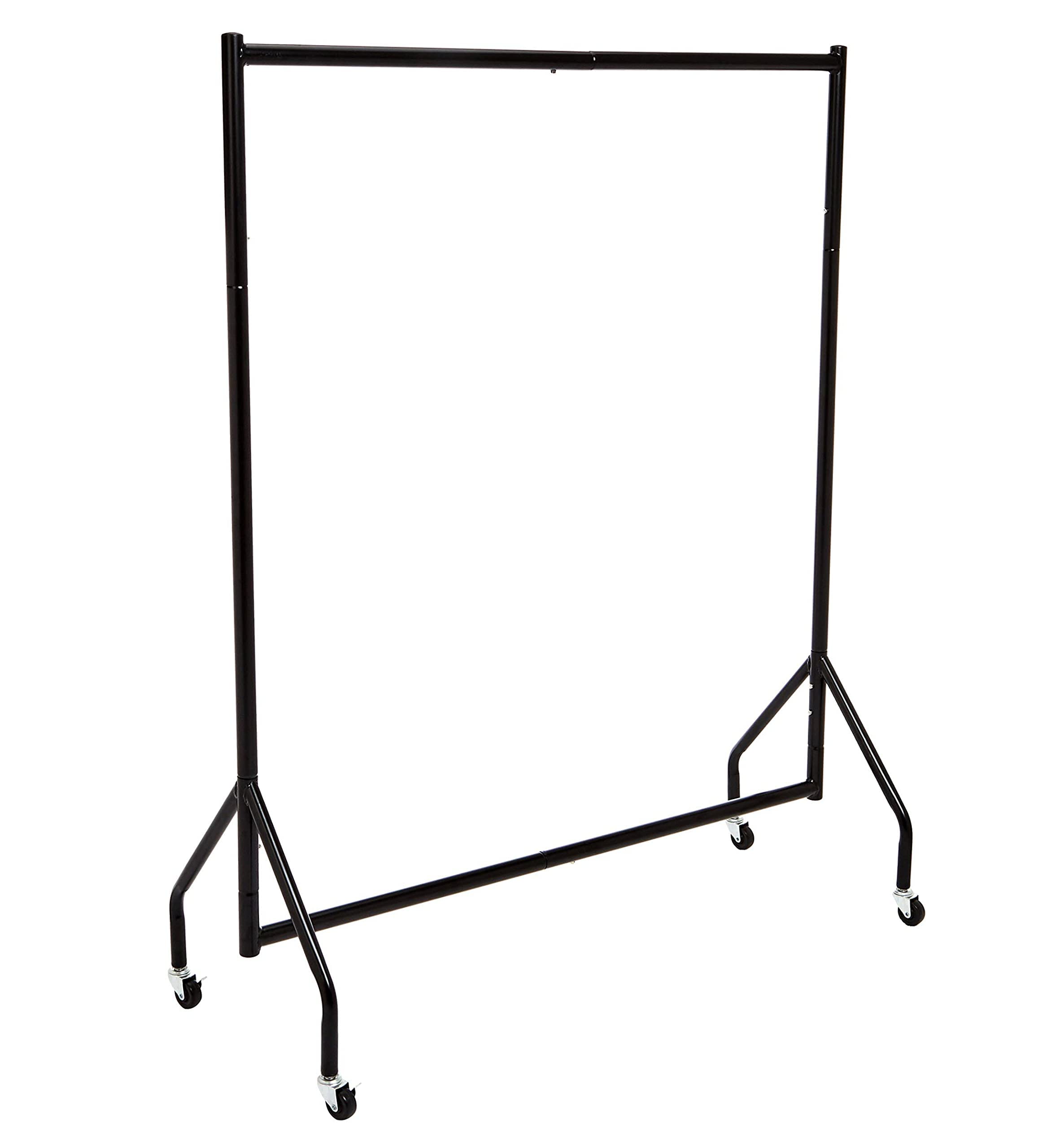 Amazon Basics heavy-duty rolling garment rack in an overall view for versatile storage and display