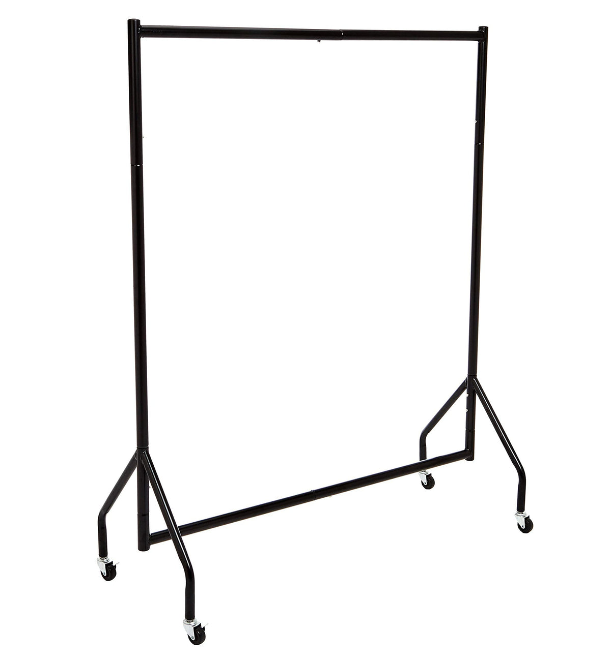 Amazon Basics heavy-duty rolling garment rack in an overall view for versatile storage and display