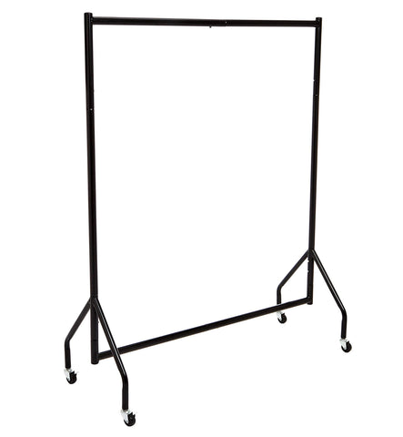 Amazon Basics heavy-duty rolling garment rack in an overall view for versatile storage and display