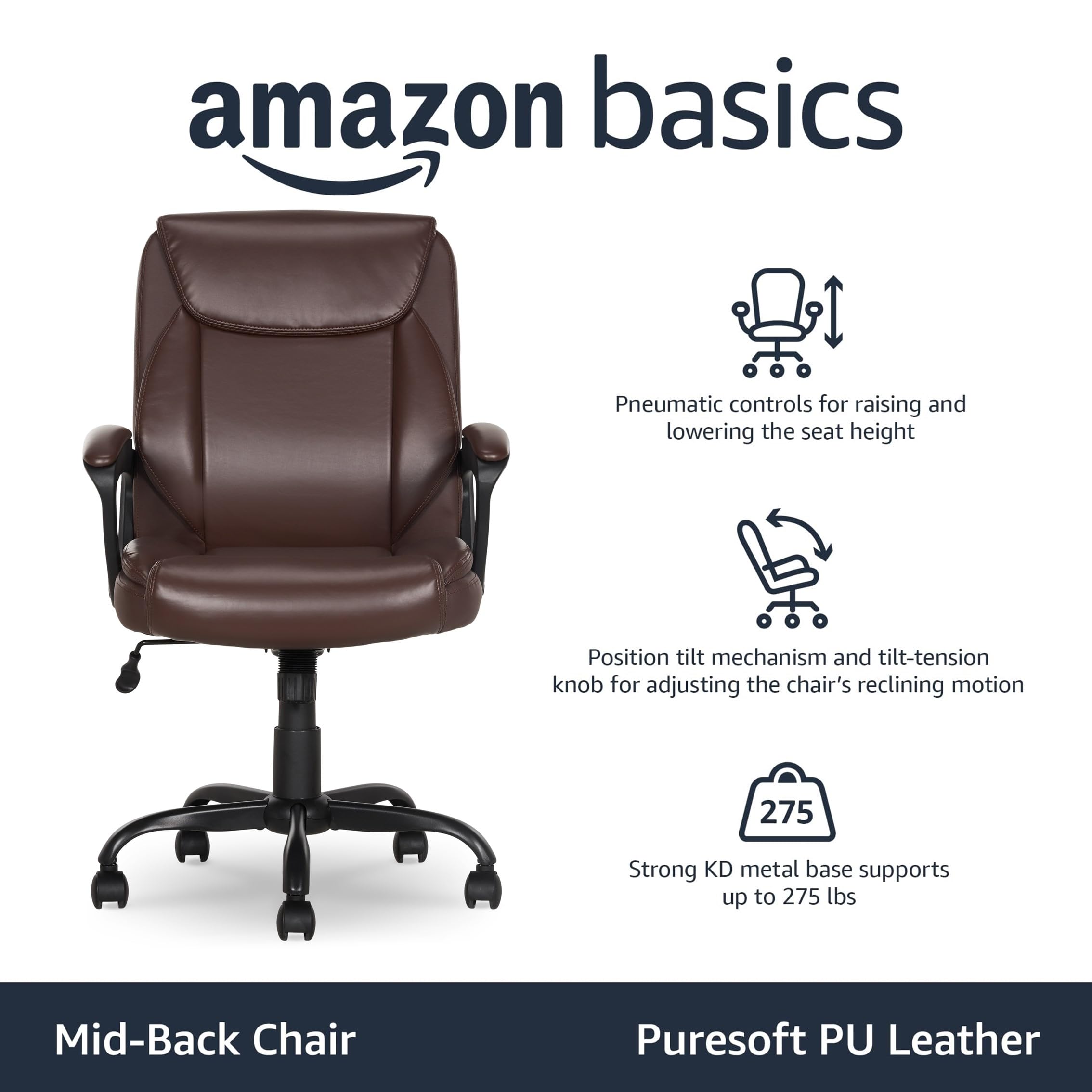 Close-up of height adjustment lever on the Amazon Basics chair for tailored seating