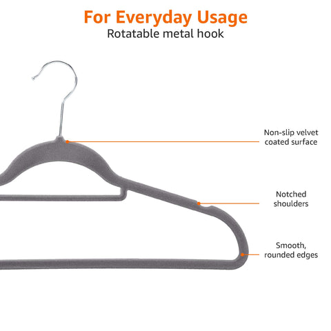 Hanger with indented shoulders from Amazon Basics preventing slipping and shape loss