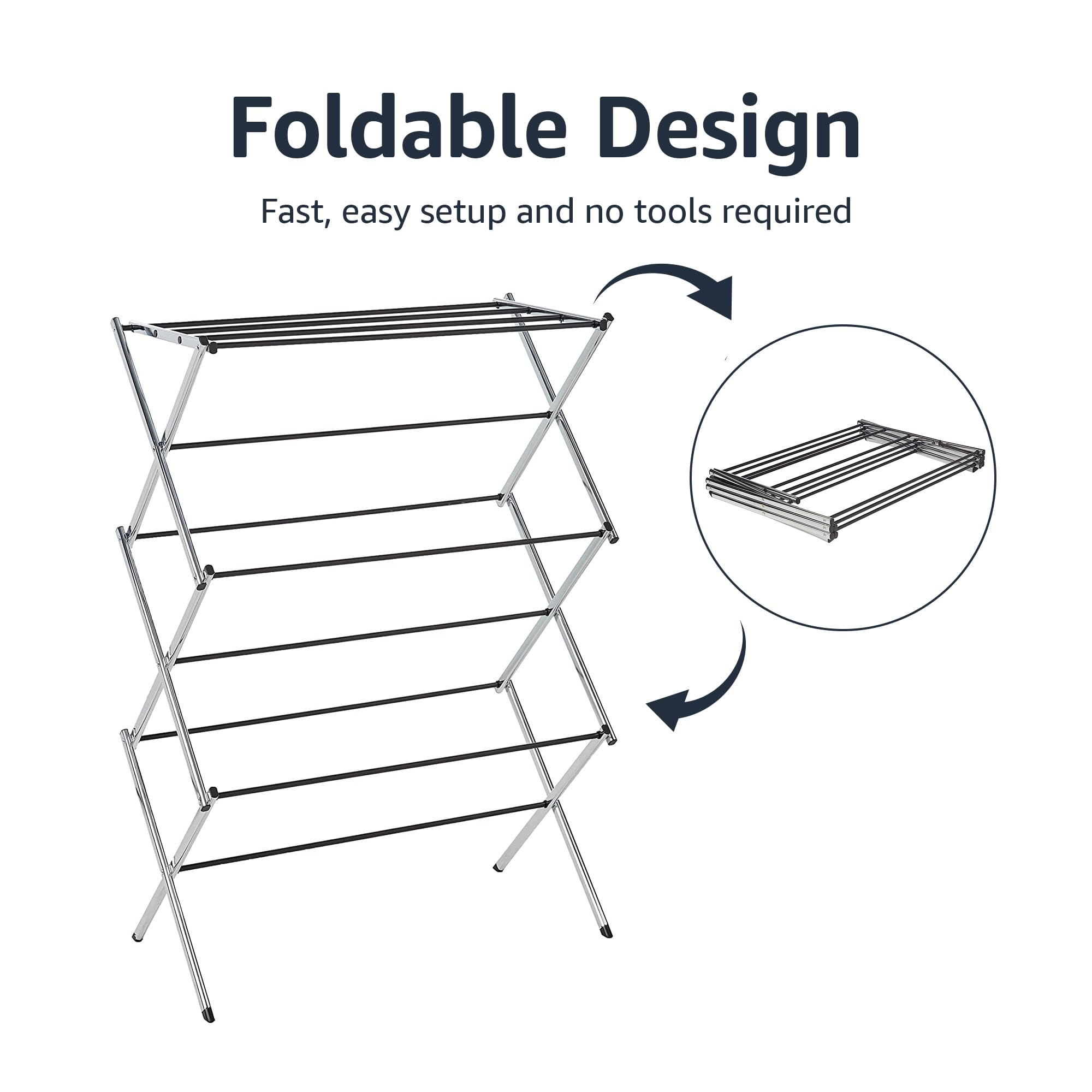 Amazon Basics indoor clothes-drying rack supports up to 32 pounds for everyday use.