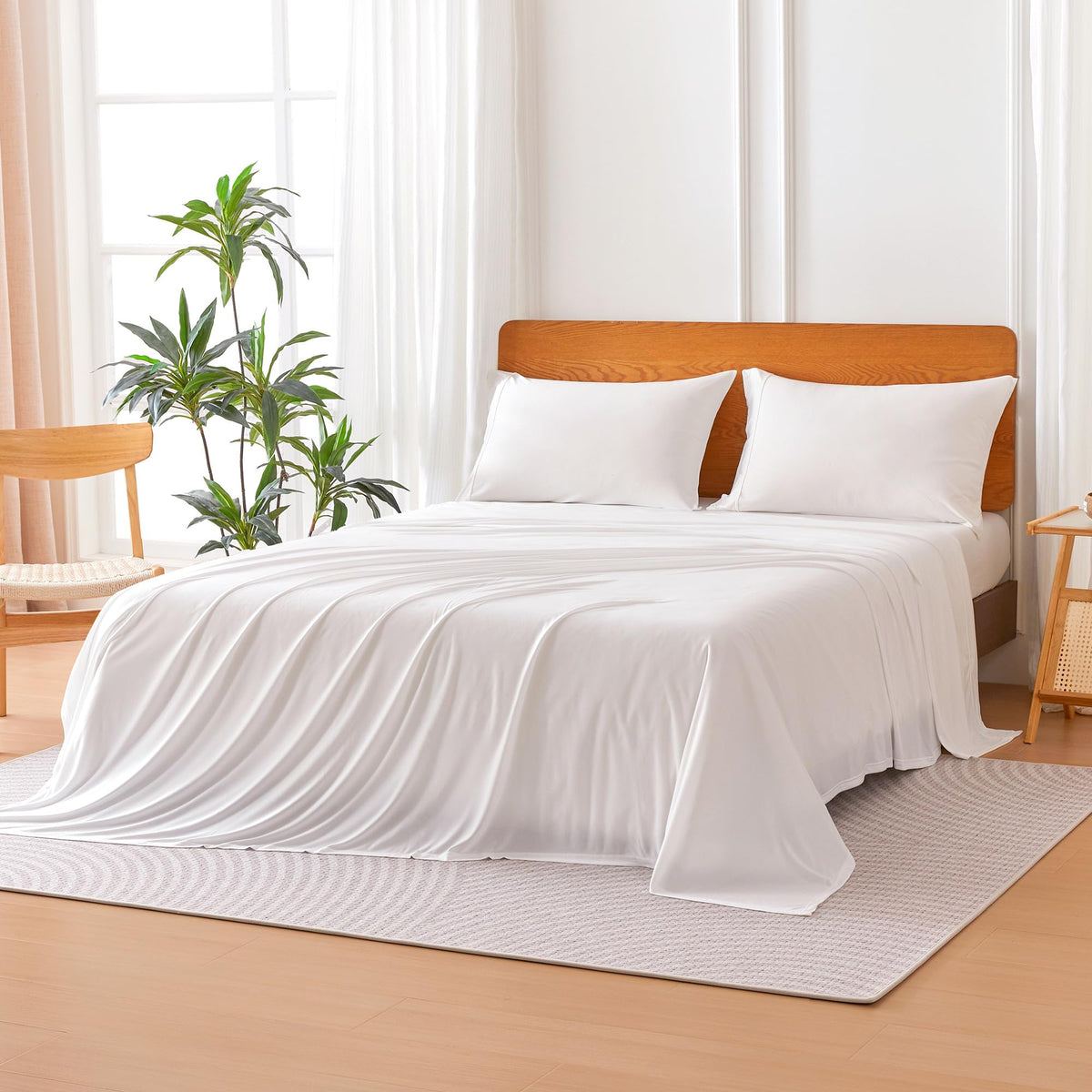 Amazon Basics jersey-knit microfiber king sheet set with wrinkle-free finish for easy care