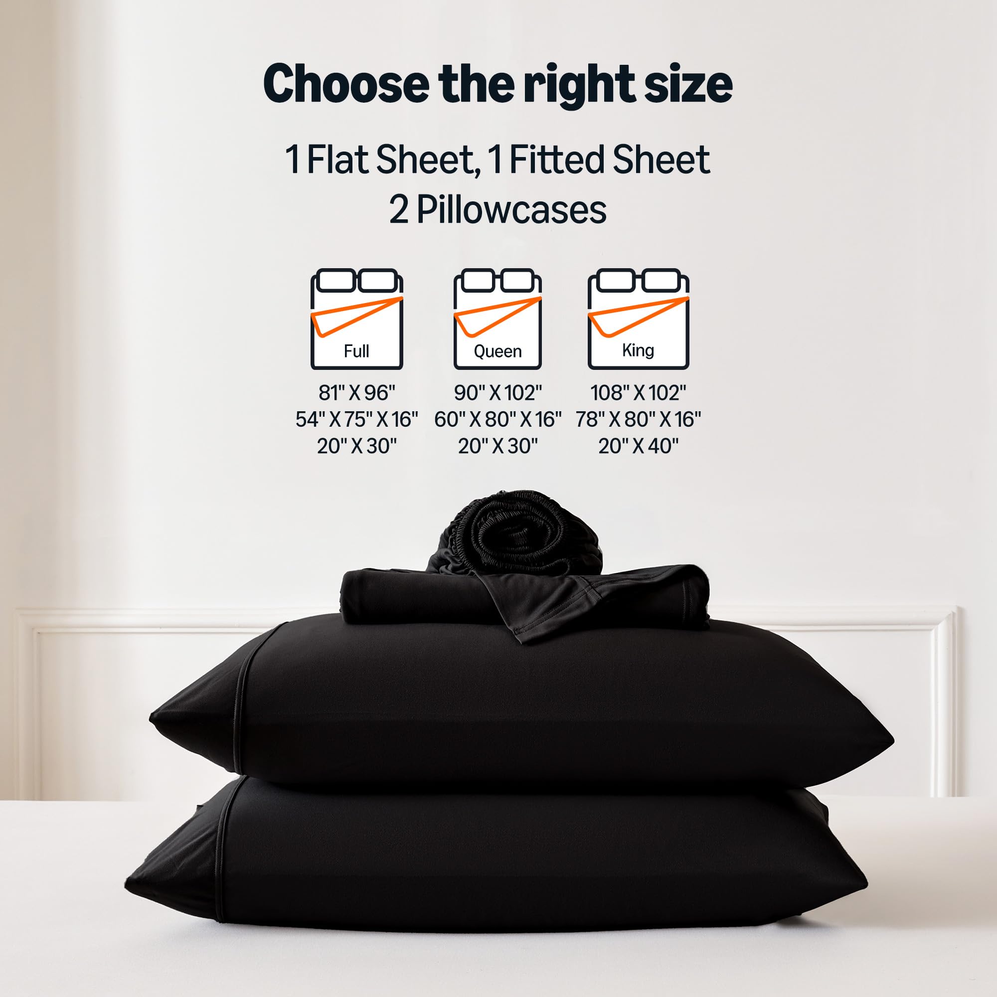 Amazon Basics care instructions image for the sheet set showing easy care