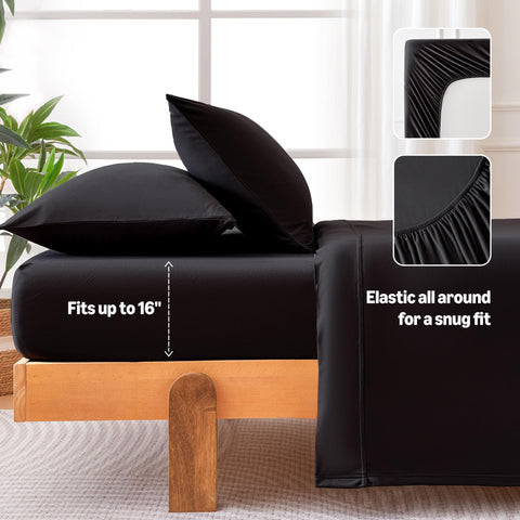 Amazon Basics Made in Green label on the sheet set signals eco-friendly production