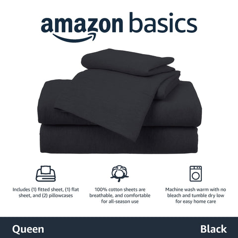 Amazon Basics cotton jersey knit texture close-up highlights softness and stretch.