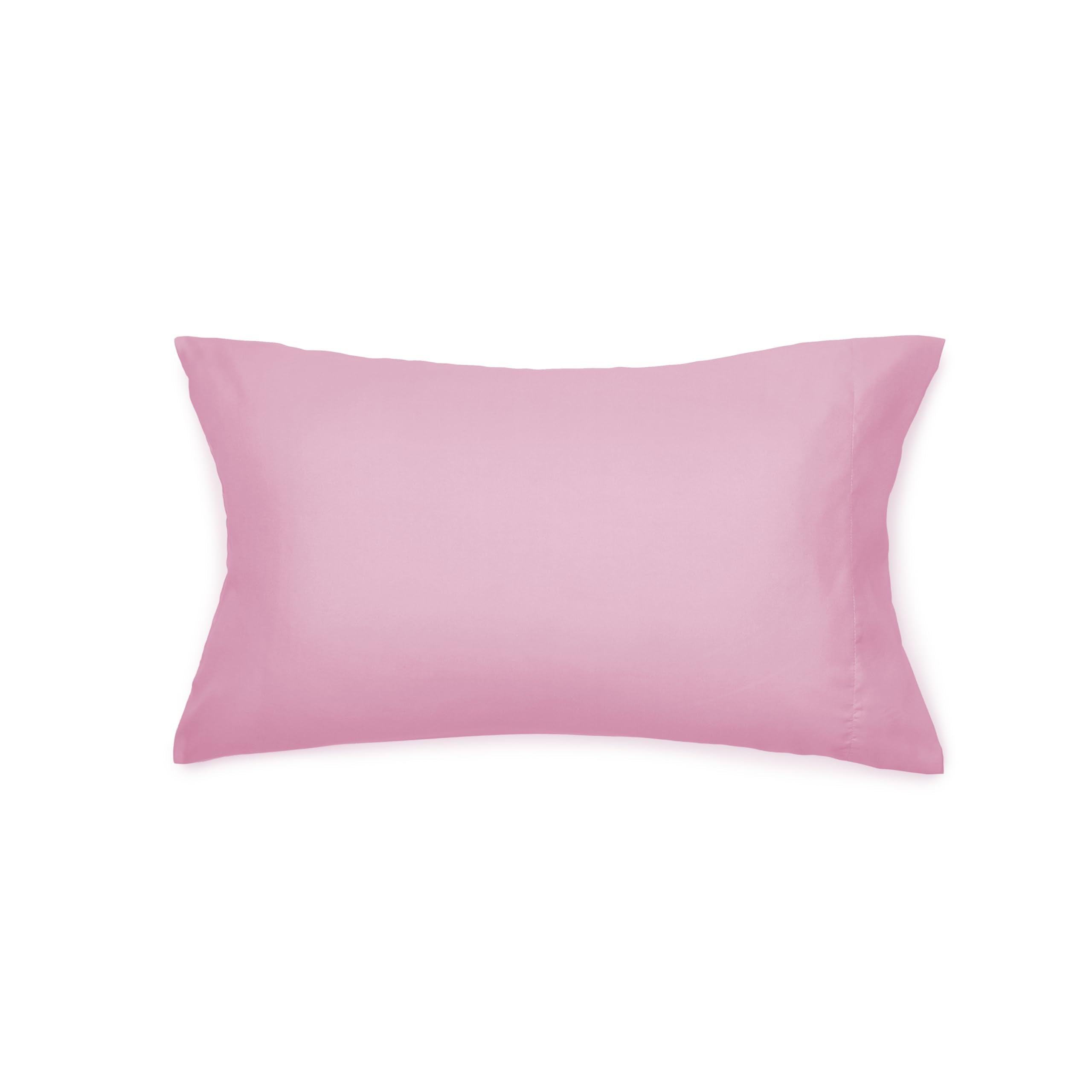 Amazon Basics pink twin flat sheet showcases generous weave for secure, comfy fit