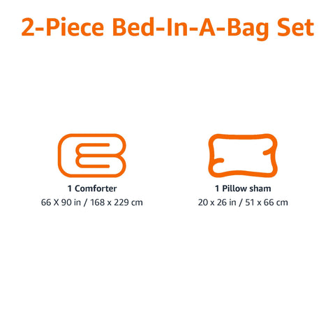 Amazon Basics pillow sham in bright orange complements the set with easy care