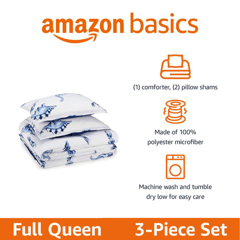 Amazon Basics pillow shams with dinosaurs for easy mix-and-match style.
