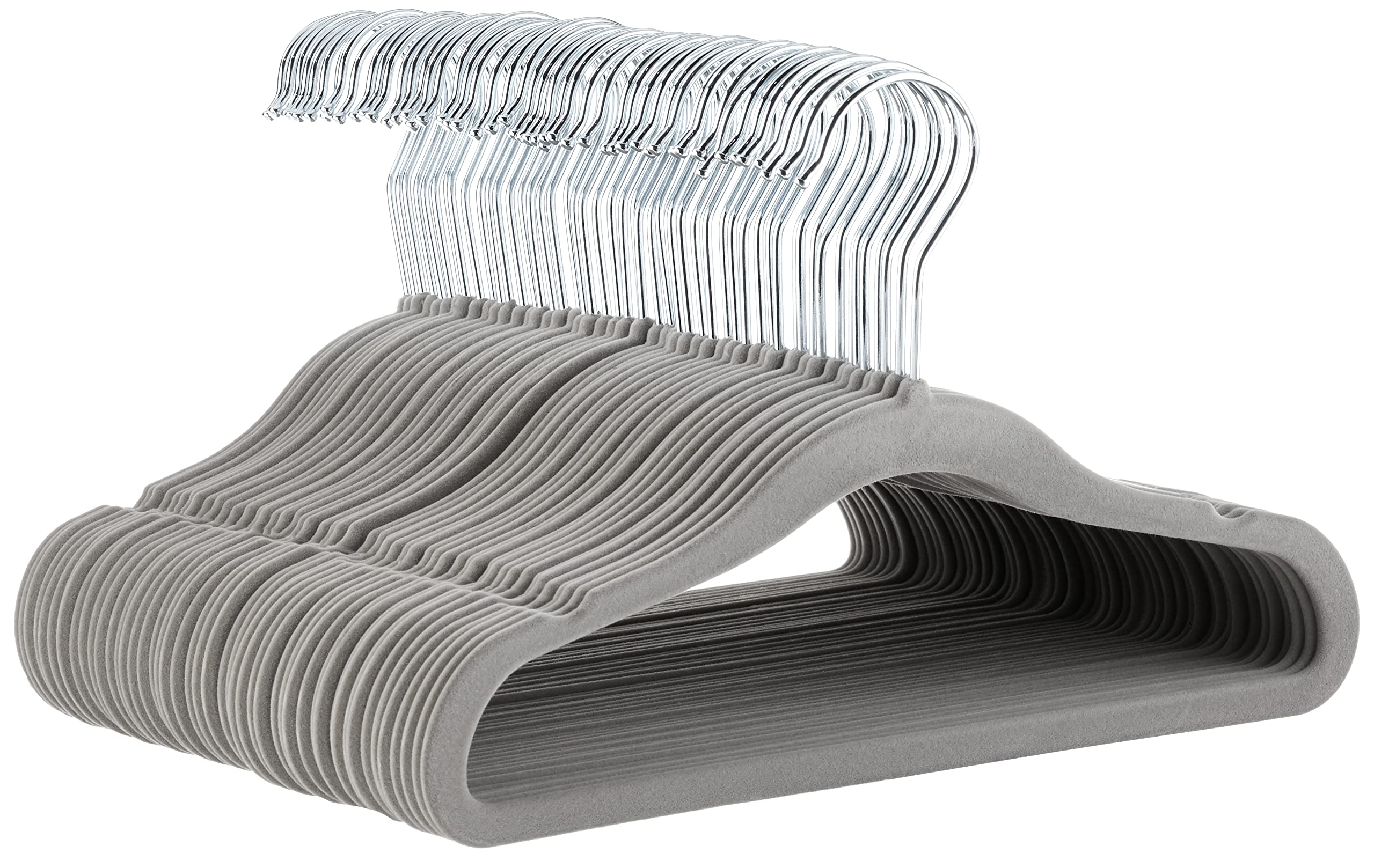 Amazon Basics kids velvet non-slip hangers keep infant outfits neatly in place