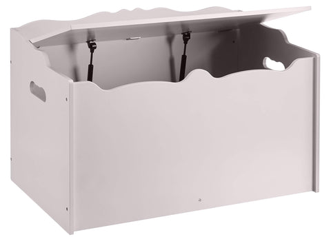Amazon Basics toy chest gray lid, safety hinge prevents slamming for little fingers