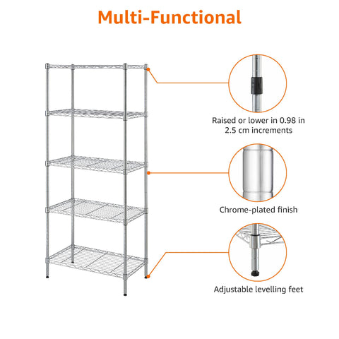 Four leveling feet keep the rack stable on uneven floors.