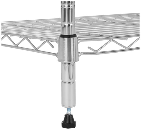Amazon Basics leveling feet ensure stability on uneven floors for steady storage.