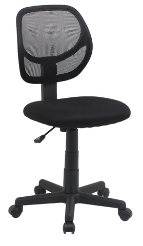 Amazon Basics low-back office chair with breathable mesh for cooling airflow.