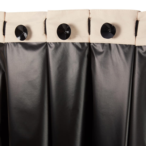 Amazon Basics 100% polyester curtain is machine washable for easy care.