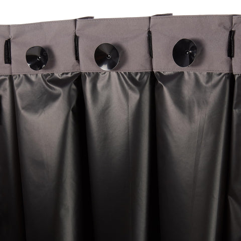Amazon Basics polyester curtain is machine washable for easy care.