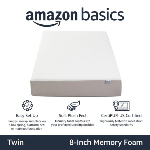 Amazon Basics memory foam mattress twin showcasing breathable core to promote airflow.