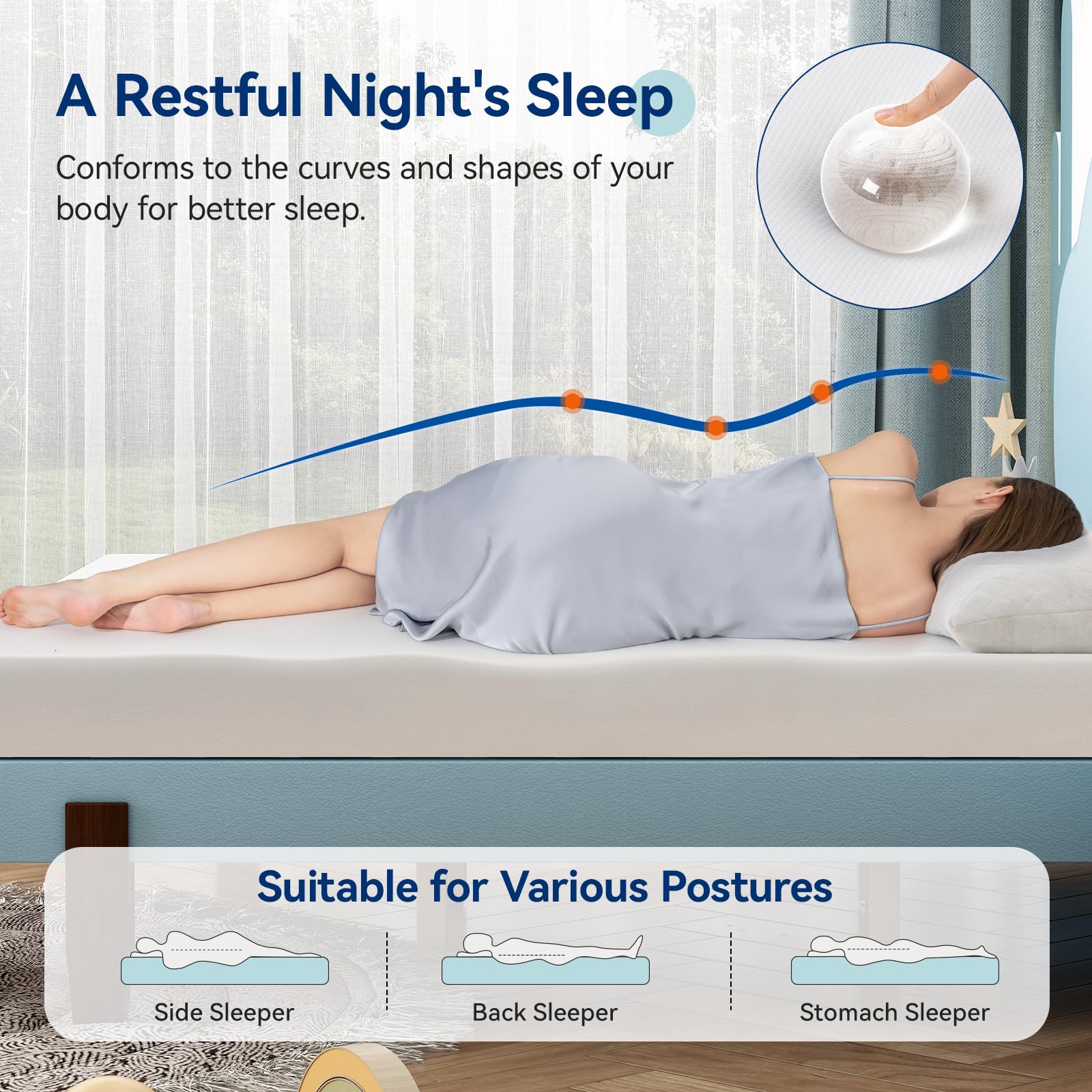 Amazon Basics memory foam mattress cover with removable zipper enables easy cleaning.