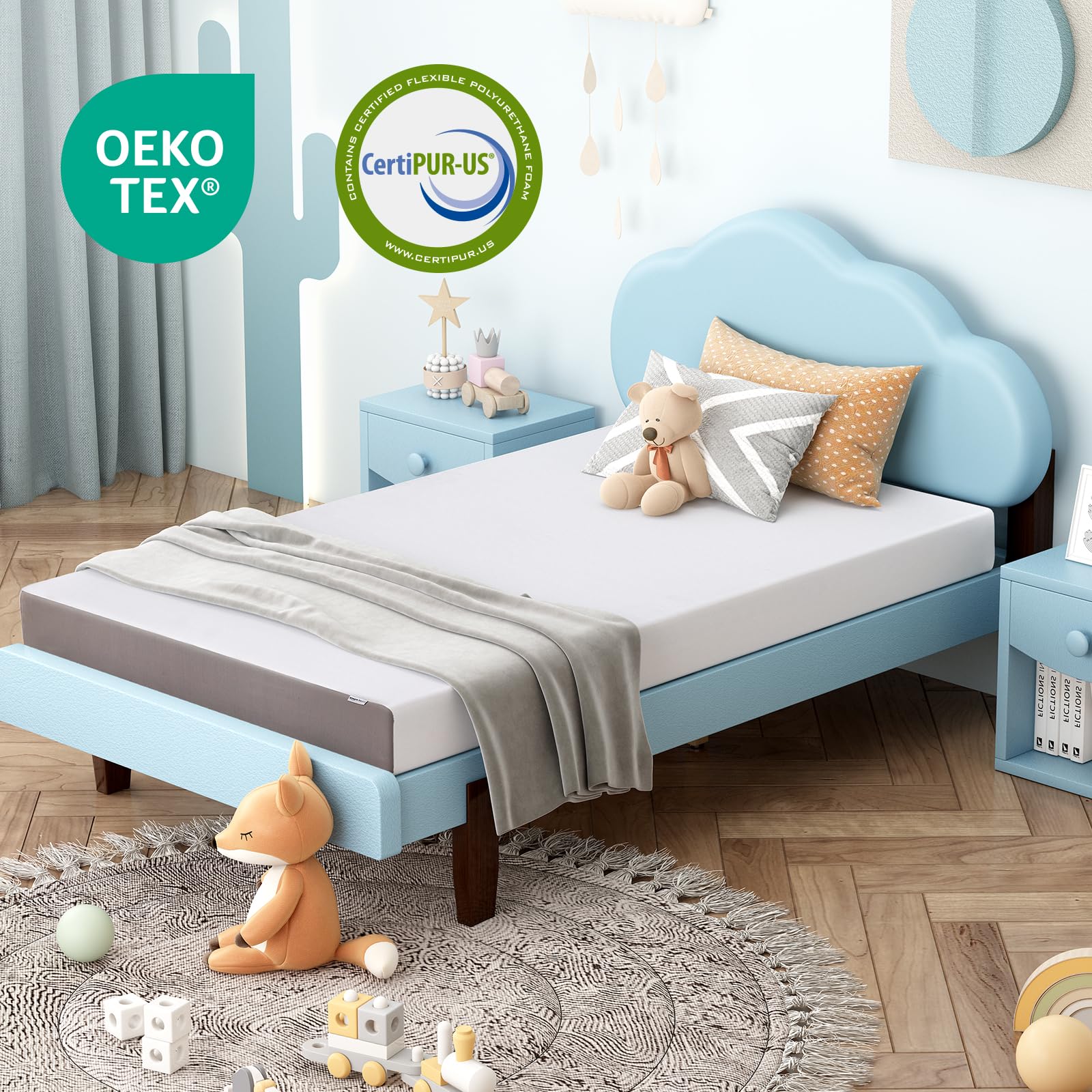 Amazon Basics memory foam mattress twin with gel memory foam cooling for a cooler night's sleep.