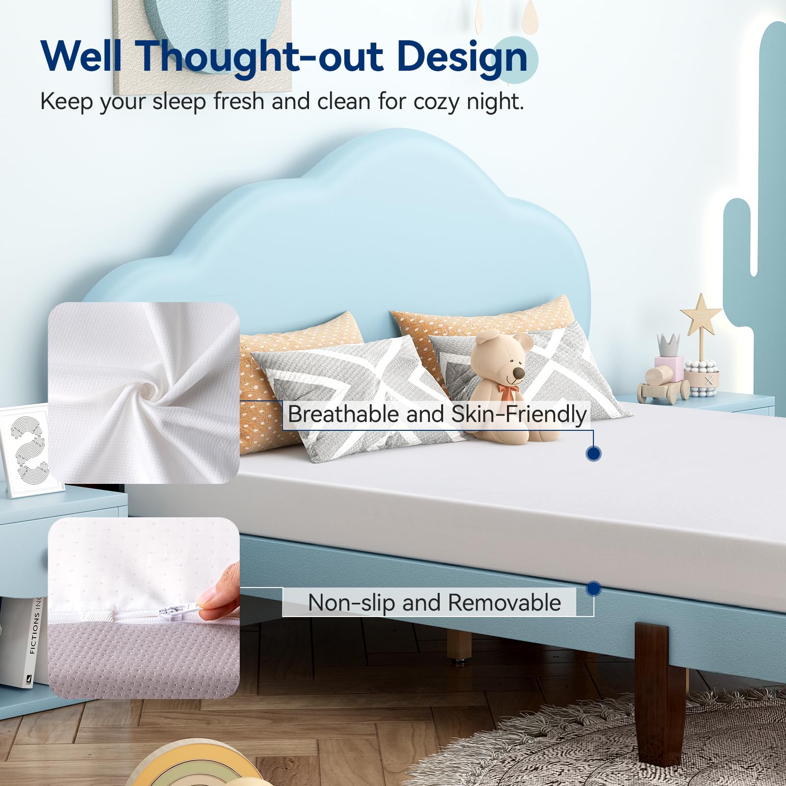 Amazon Basics memory foam twin mattress fits most frames, including floor beds.
