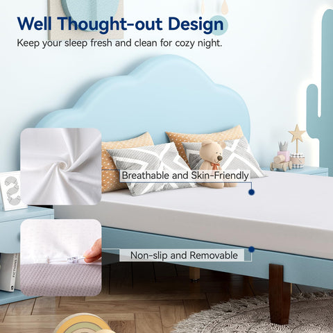 Amazon Basics memory foam twin mattress fits most frames, including floor beds.