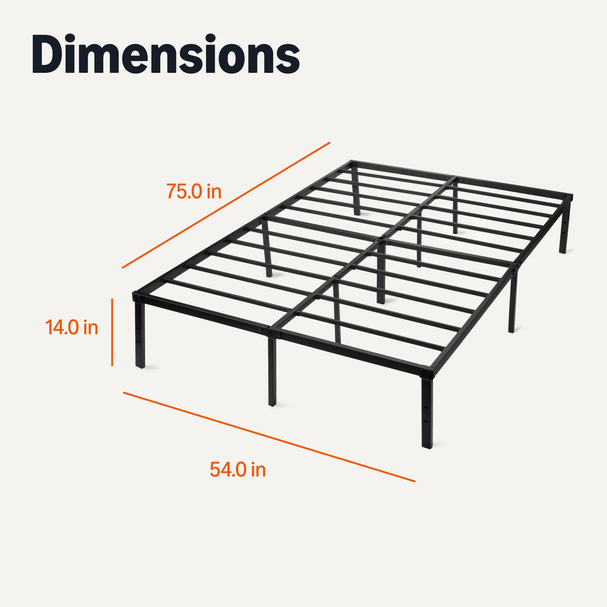 Amazon Basics bed frame features quick assembly with included hardware for easy setup.