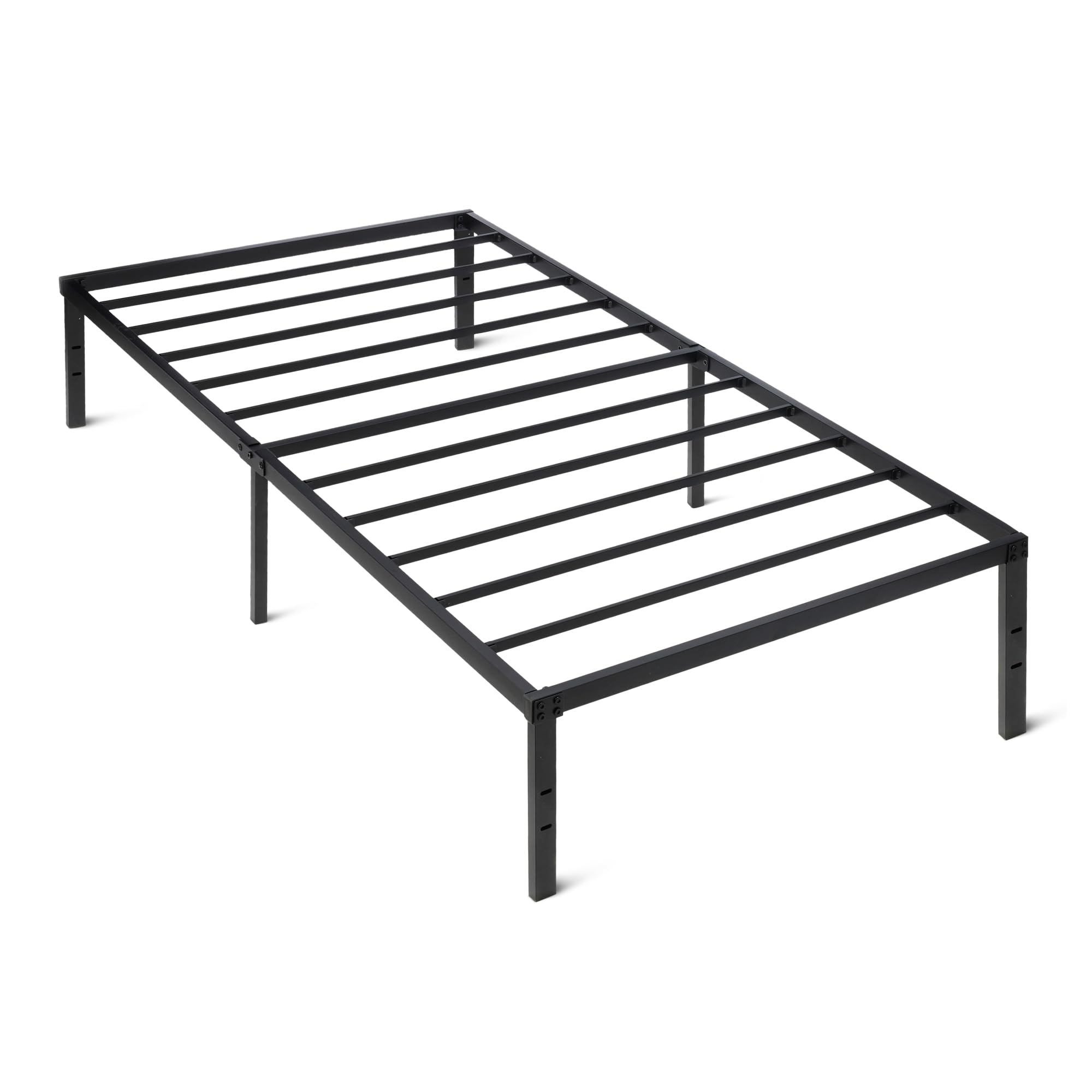 Amazon Basics metal bed frame main view showing sturdy steel construction for stable sleep