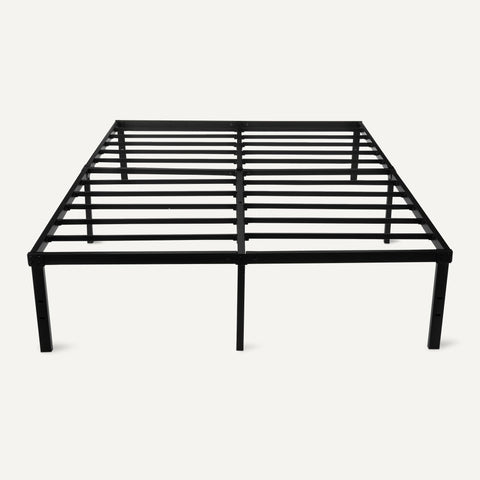 Amazon Basics metal bed frame offers a noise-free design for peaceful nights.