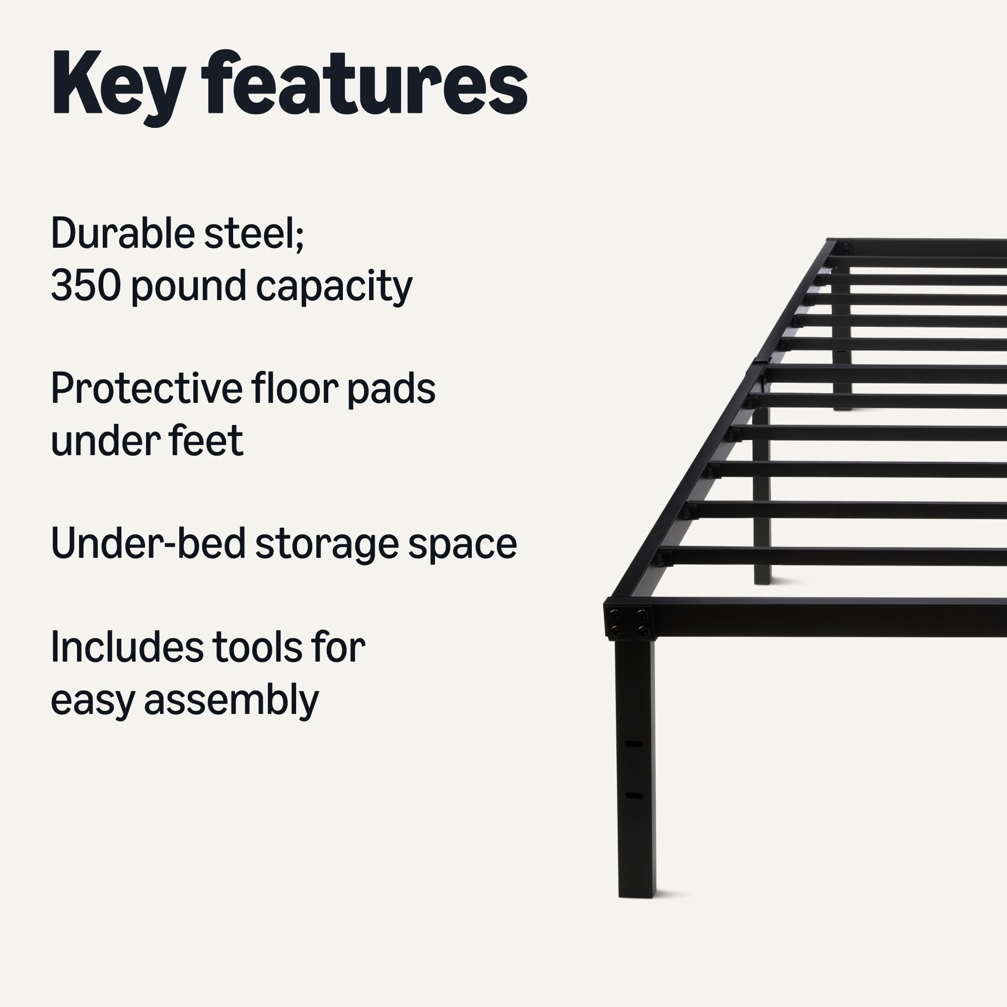 Amazon Basics bed frame with 11 support legs for added stability