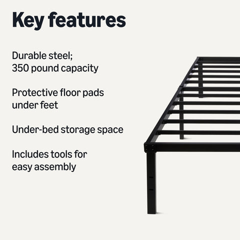 Amazon Basics bed frame with 11 support legs for added stability