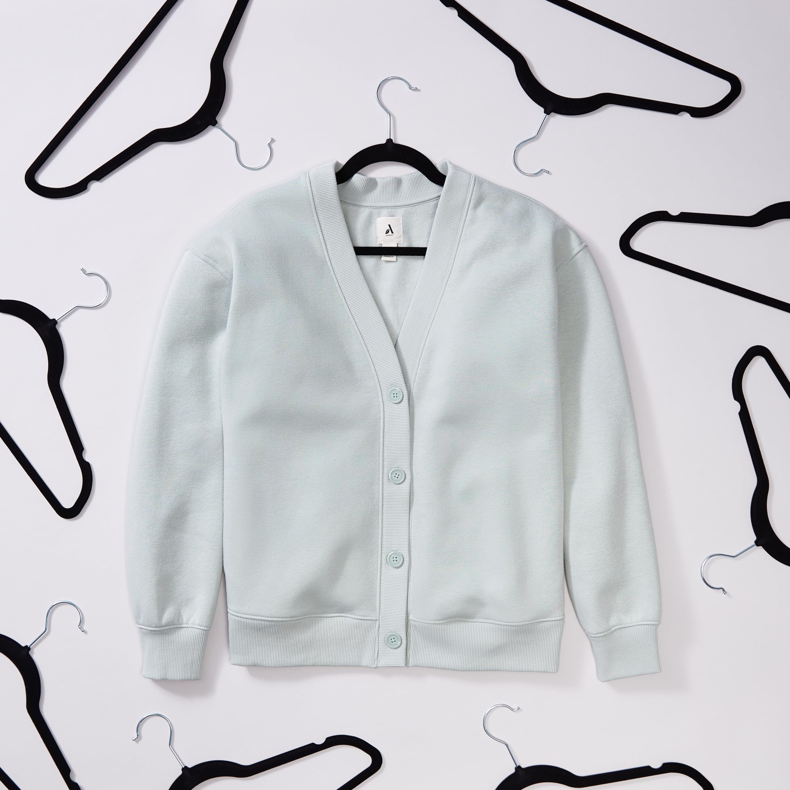 Amazon Basics metal-core hangers provide sturdy 10 lb capacity for heavier garments.
