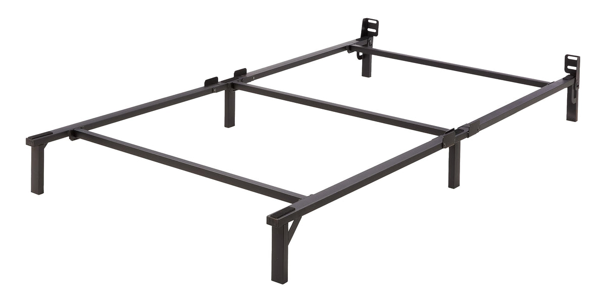 Amazon Basics twin bed frame with six legs provides stable mattress support.