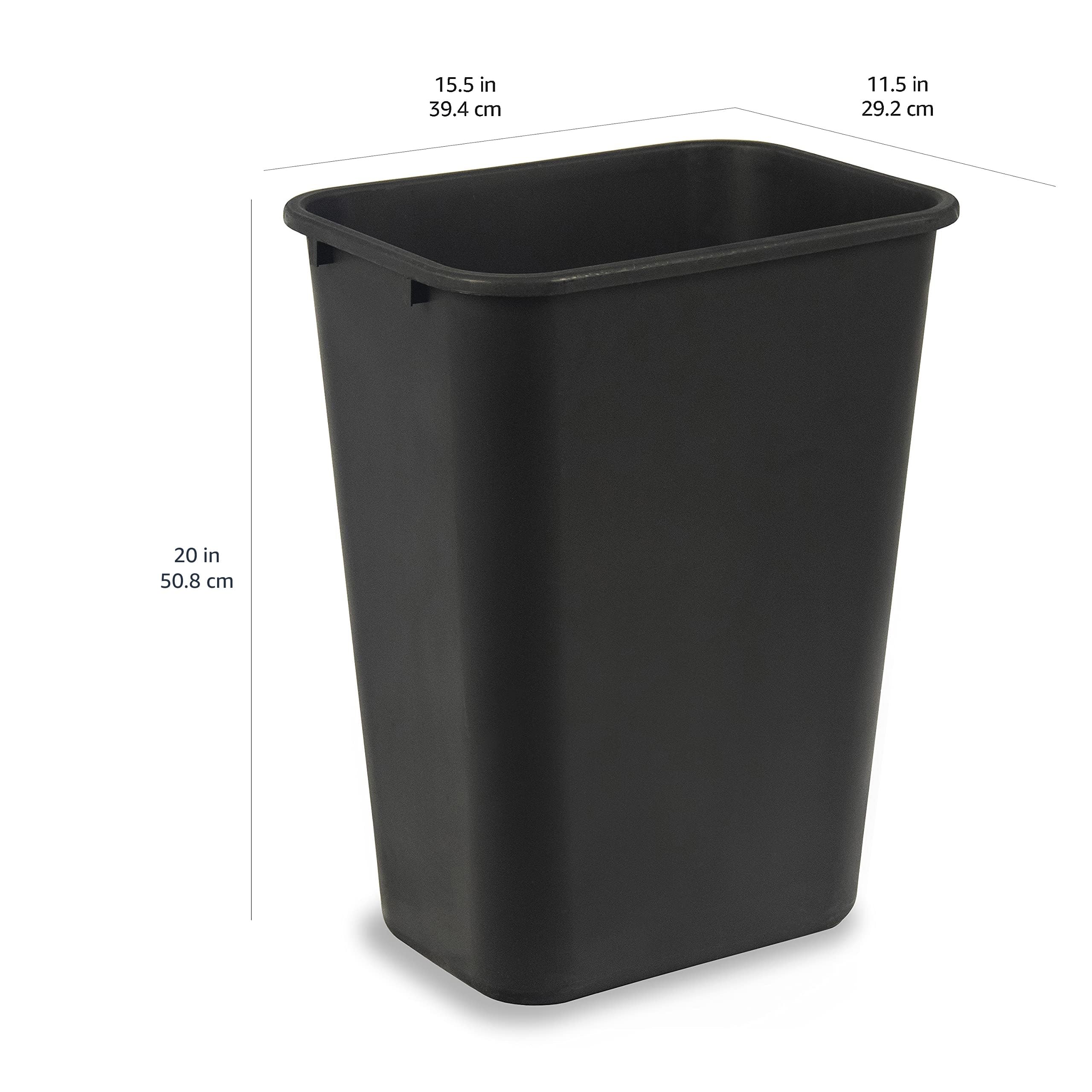 Amazon Basics nestable wastebasket design for easy storage.