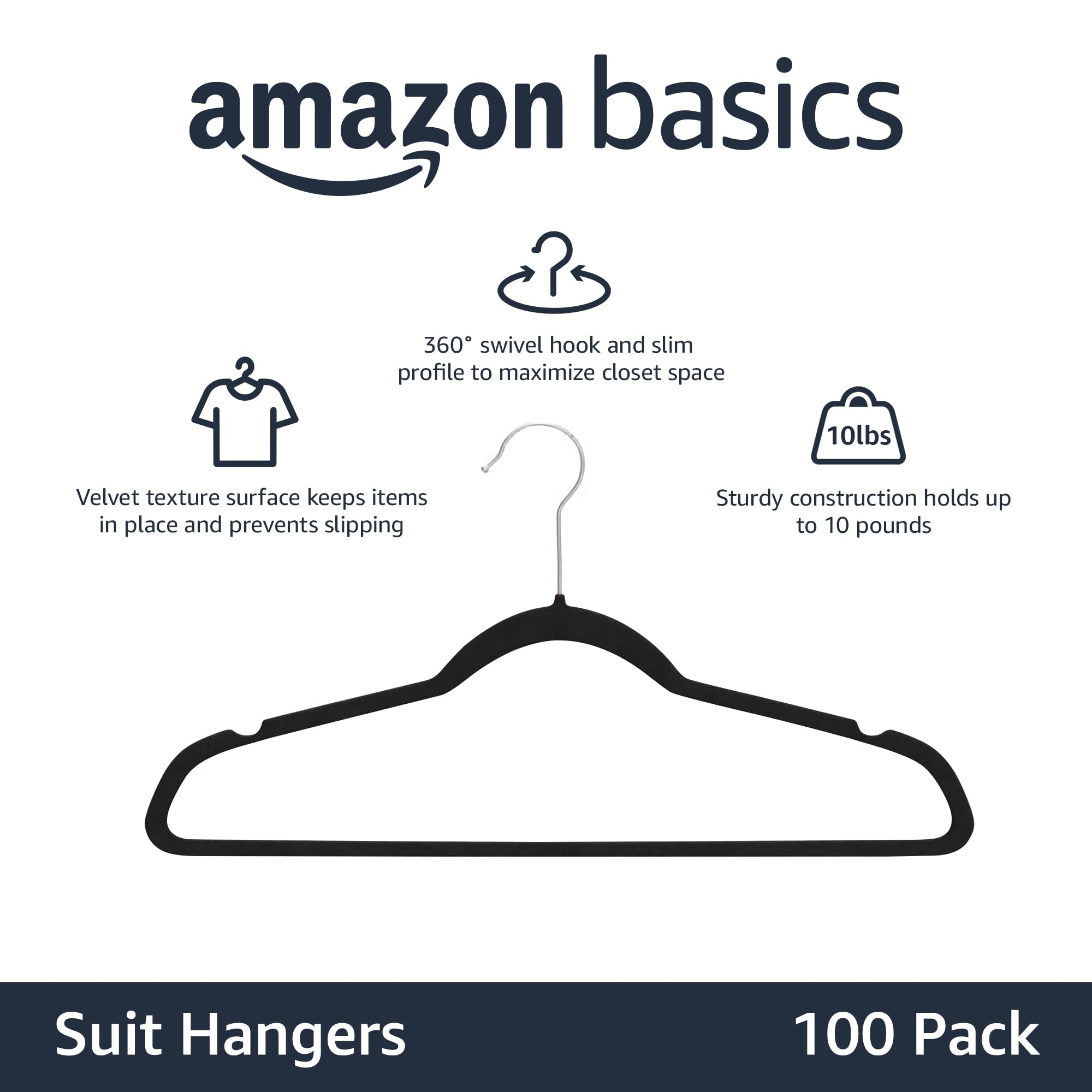 Amazon Basics velvet non-slip hanger with notched shoulders prevents slipping