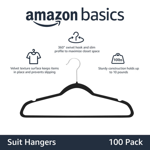 Amazon Basics velvet non-slip hanger with notched shoulders prevents slipping