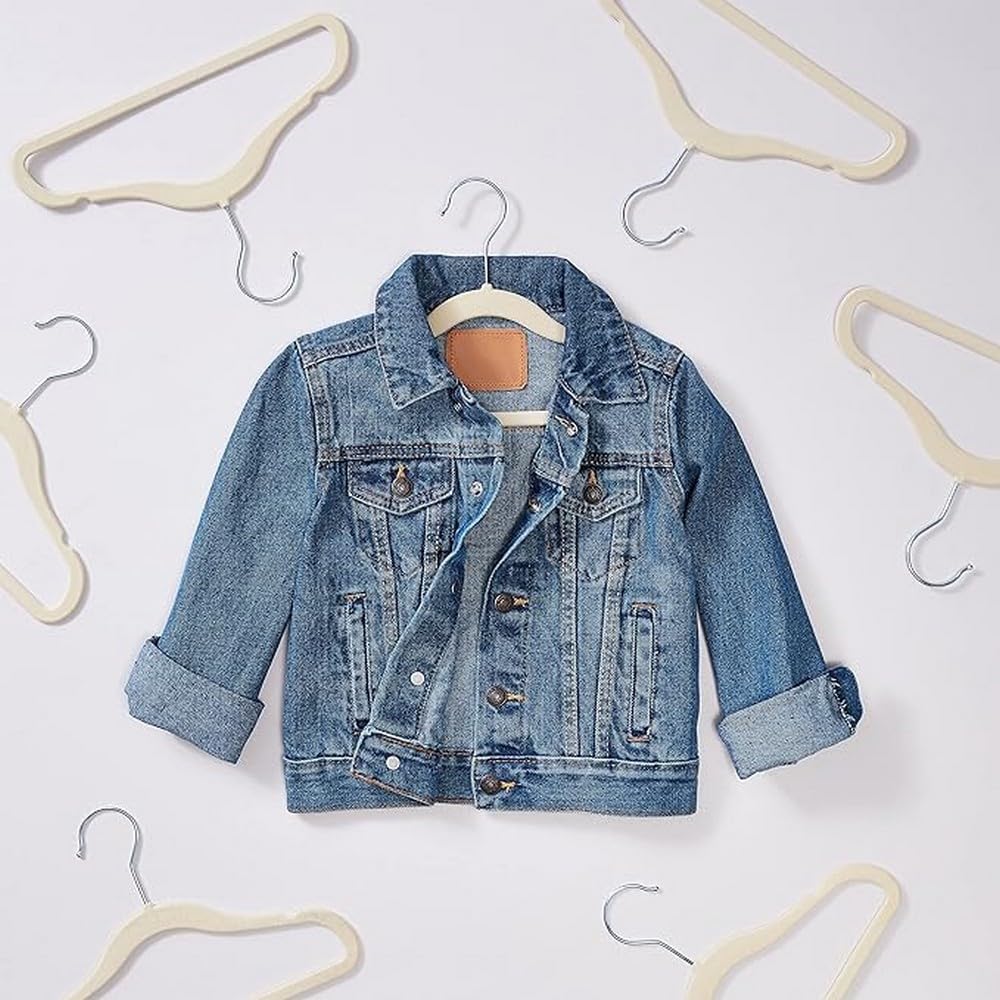 Amazon Basics notched-shoulder hangers prevent strap slippage for delicate tops.