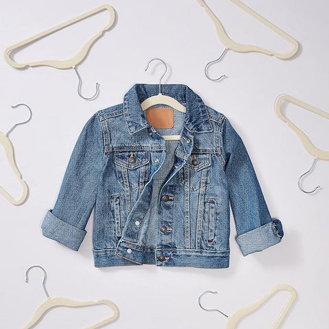 Amazon Basics notched-shoulder hangers prevent strap slippage for delicate tops.