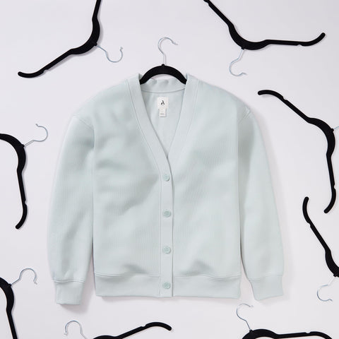 Notched shoulder detail on Amazon Basics hangers secures garments