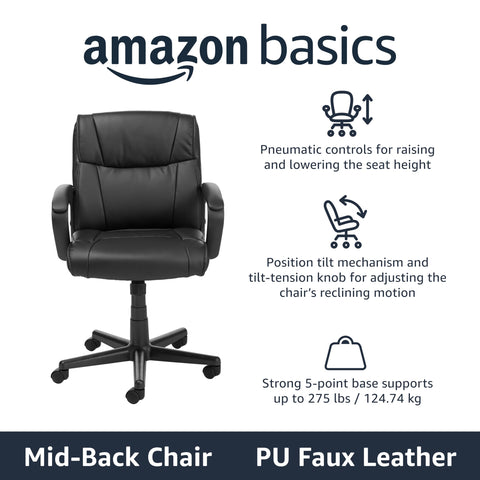 Amazon Basics office chair 360-degree swivel enables easy multitasking at the desk.