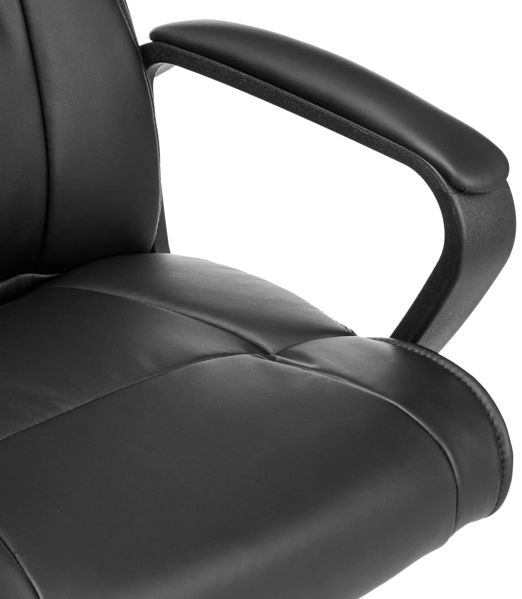 Amazon Basics chair with smooth caster wheels promotes effortless movement around the space.