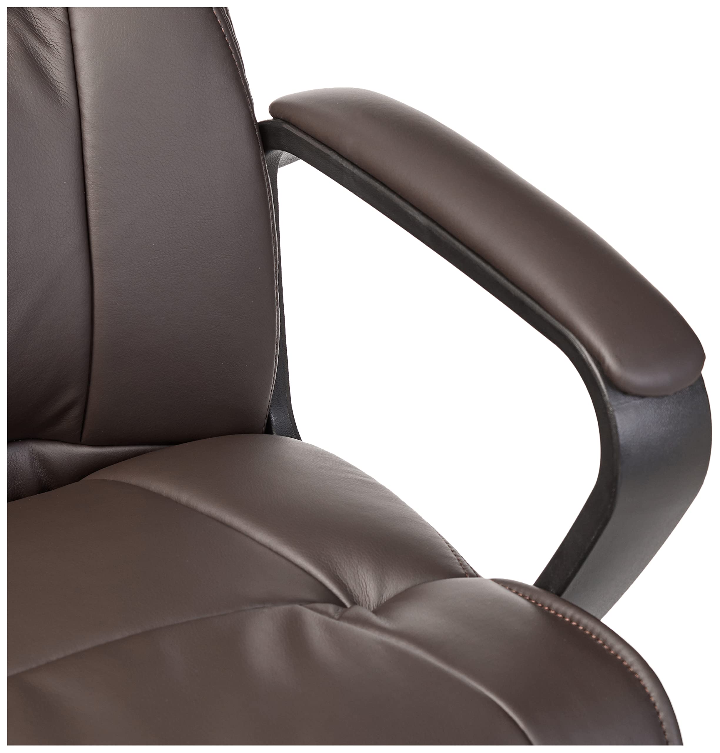 Amazon Basics Office Task Chair in dark brown faux leather for durable professional seating.