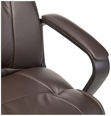 Amazon Basics Office Task Chair in dark brown faux leather for durable professional seating.