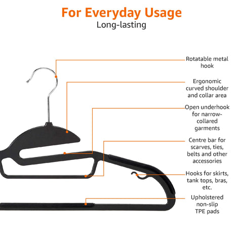 Amazon Basics open under-hook design allows easy hanging of narrow collars.