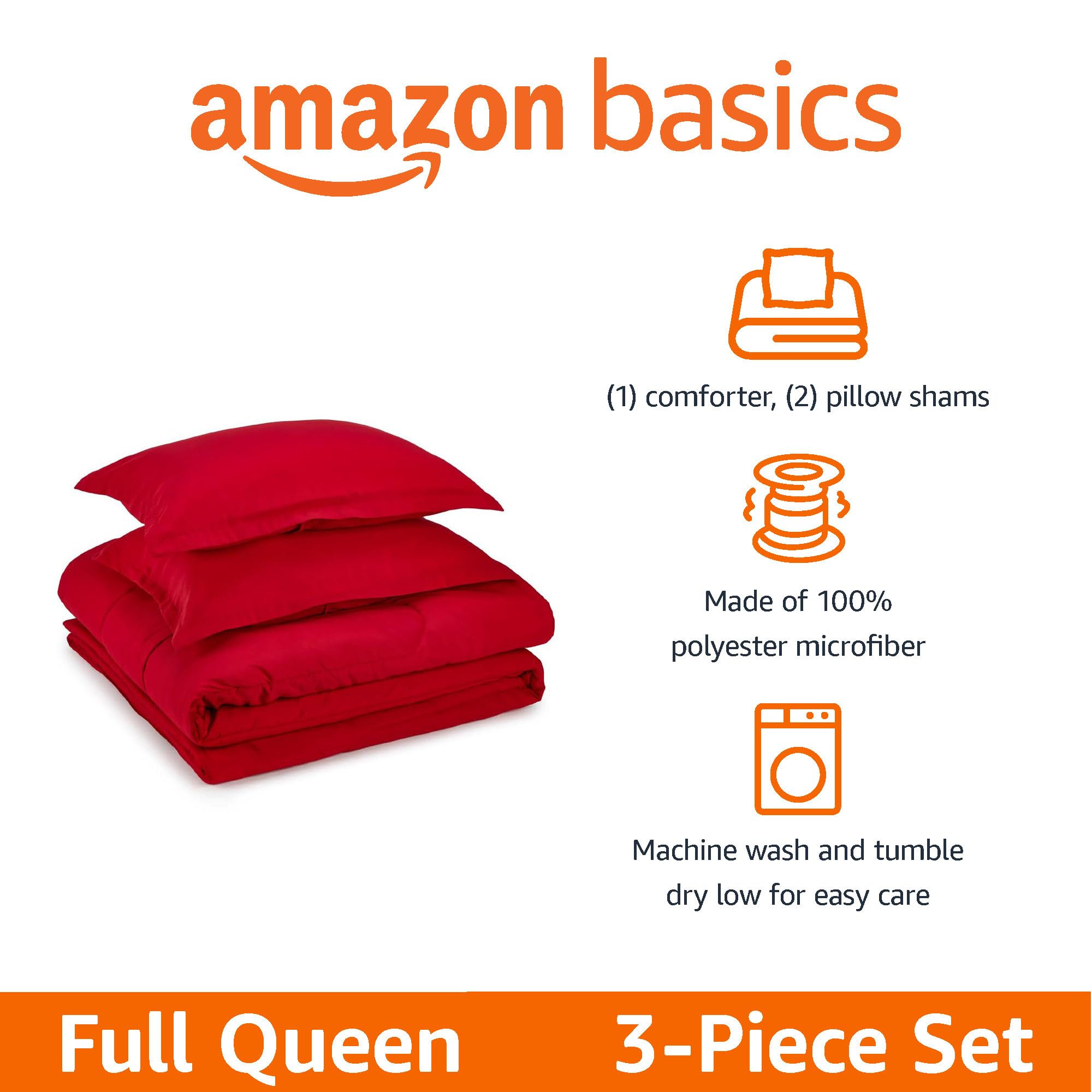 Amazon Basics two pillow shams with kid-friendly prints and easy-care fabric.
