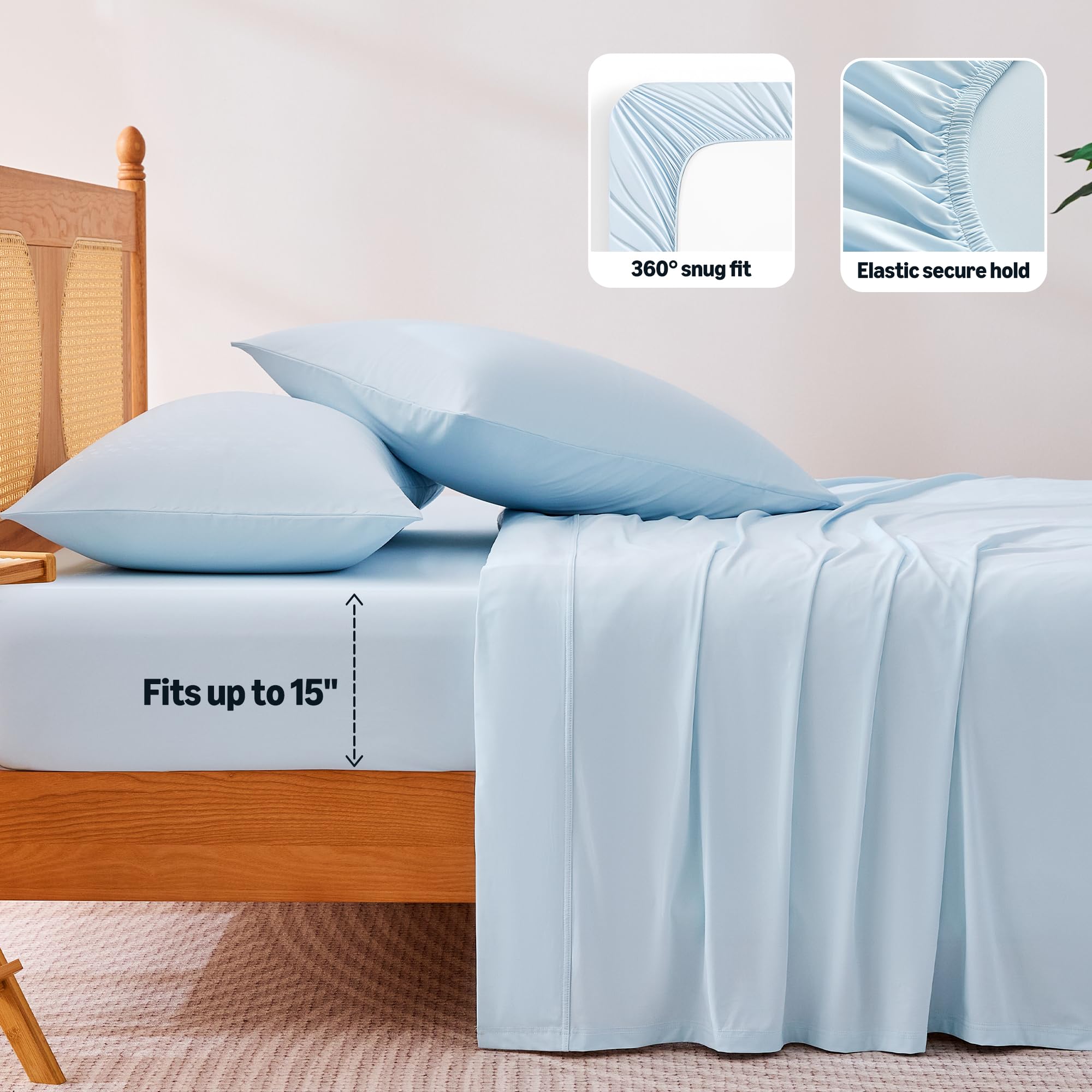 Amazon Basics envelope-closure pillowcases emphasize secure fit and smooth, cozy touch.