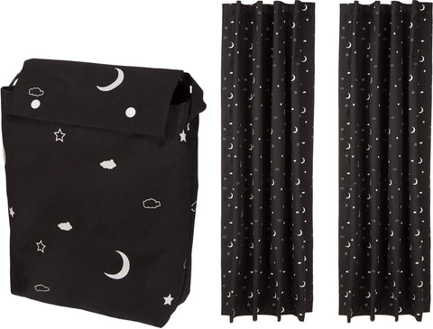 Amazon Basics Moon and Stars blackout curtains 2-pack block light for better rest.