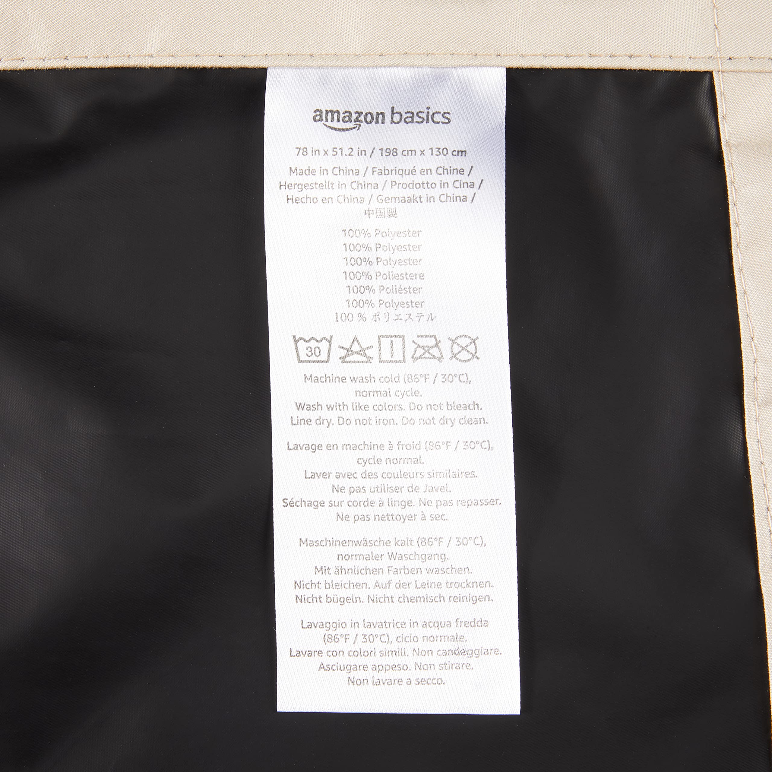Amazon Basics blackout shade drying after cold-water wash.
