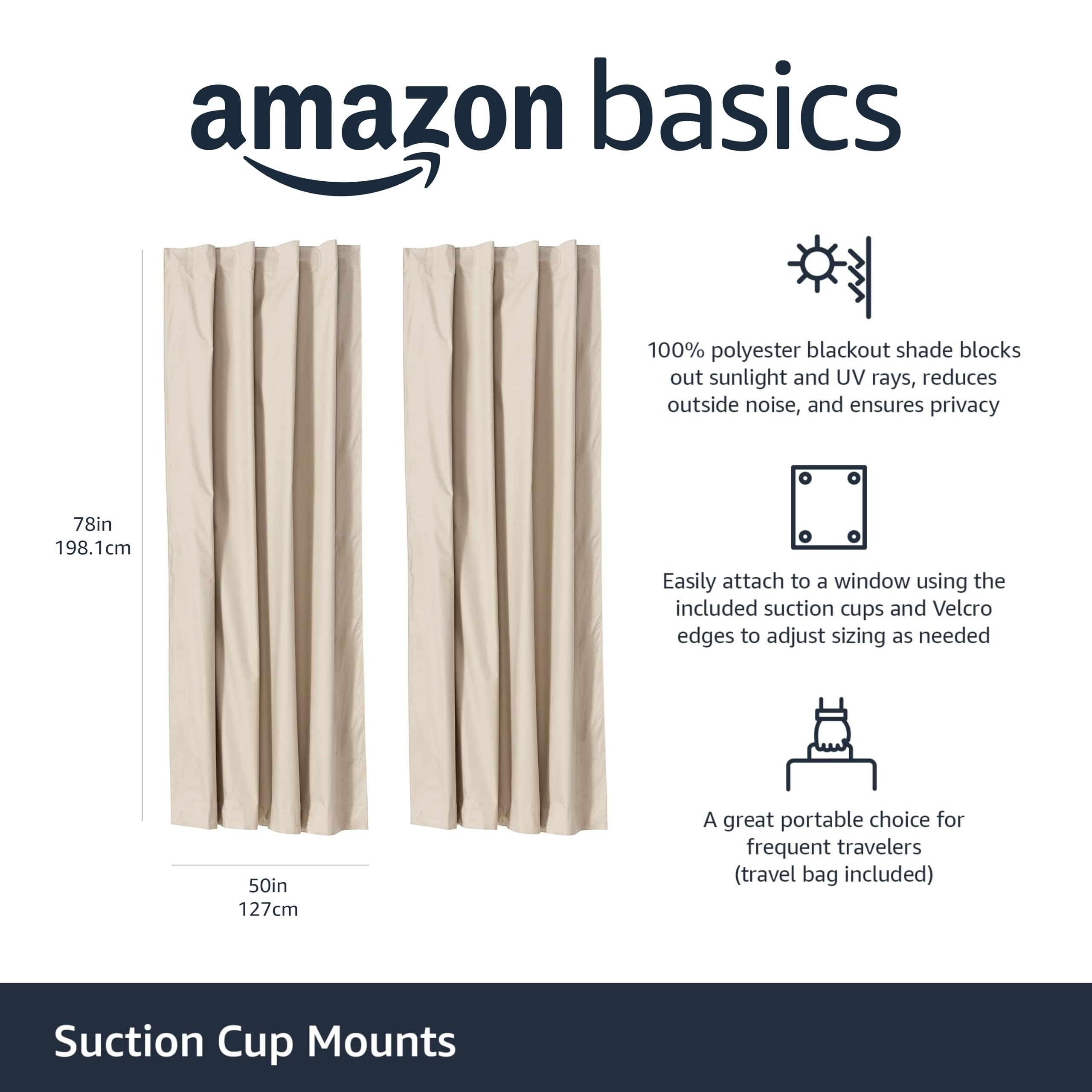 Amazon Basics beige shade with travel bag for easy portability.