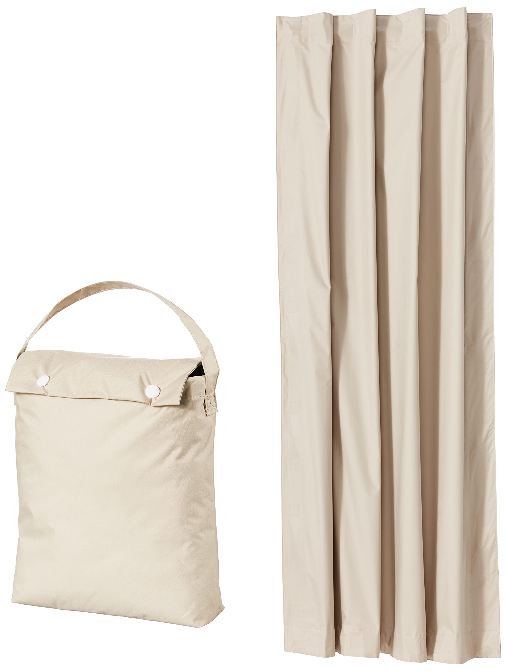 Amazon Basics portable blackout curtain with suction cups blocking light on smooth glass surfaces.