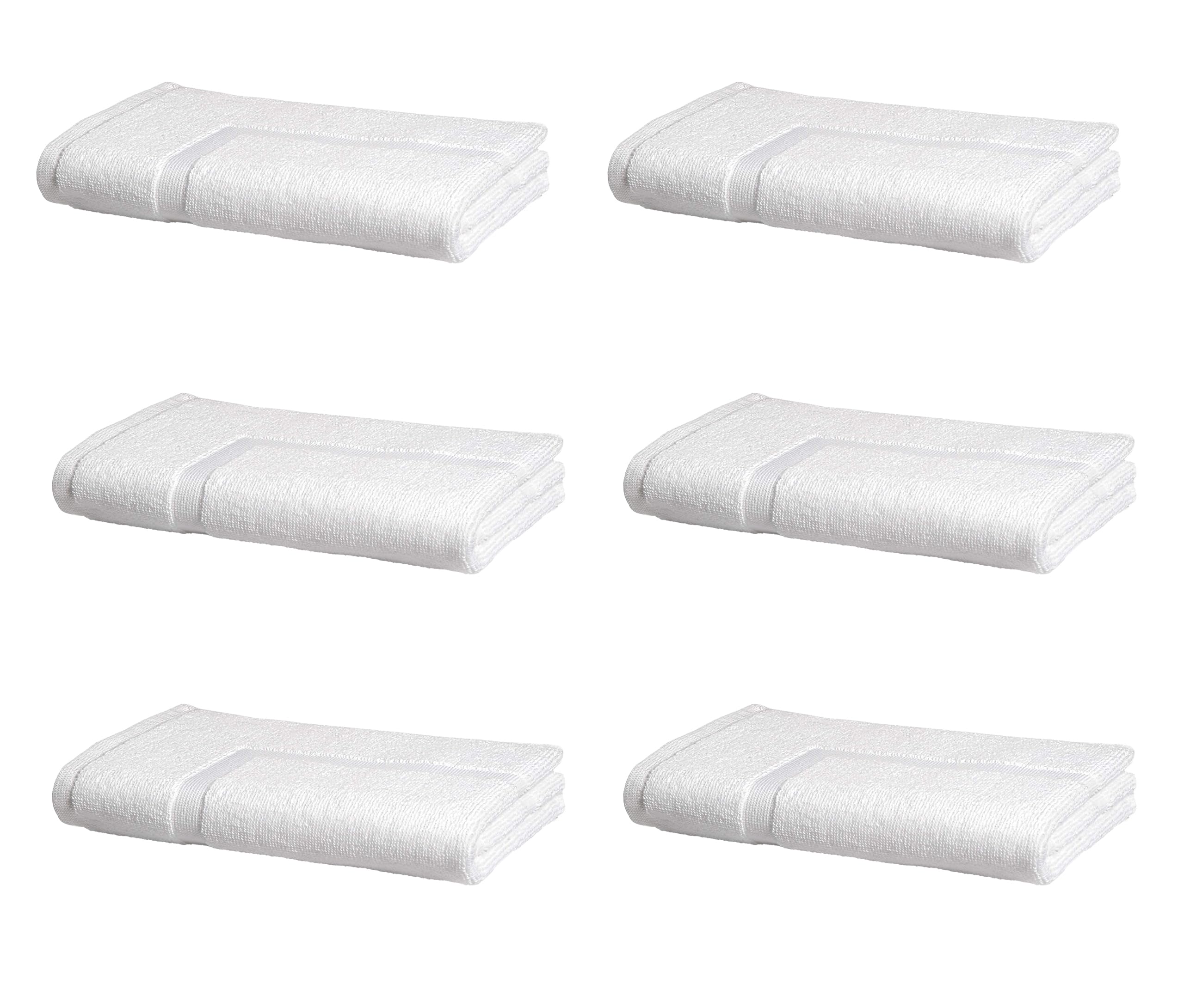 Amazon Basics premium cotton bath mat 20x30 in white, soft and highly absorbent for guest bathrooms.